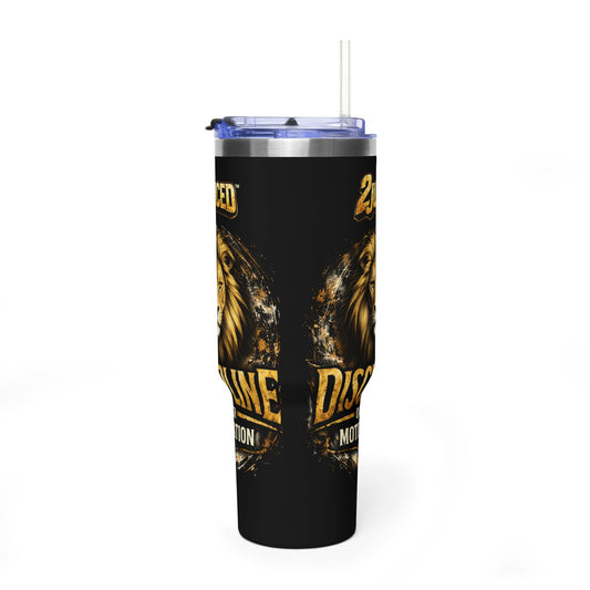 "Discipline Over Motivation" Lion 40oz Tumbler