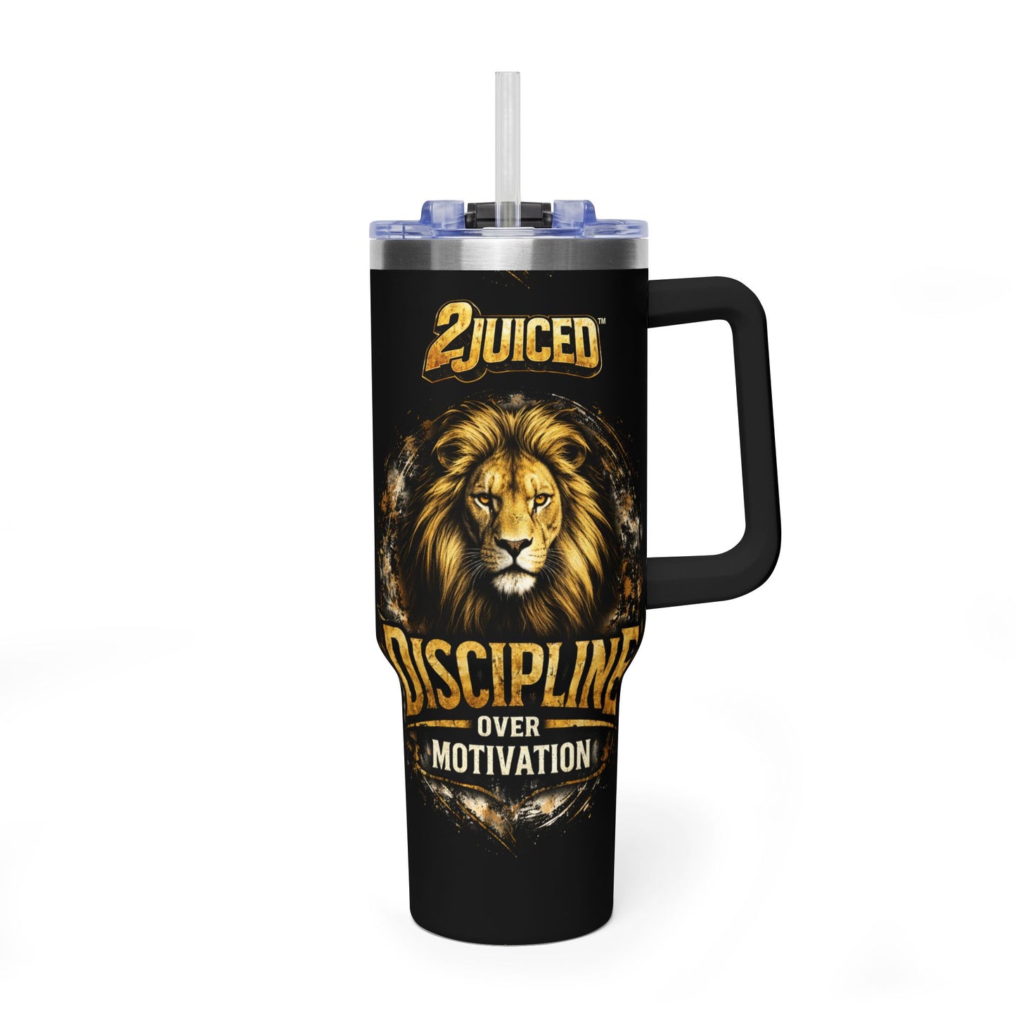 "Discipline Over Motivation" Lion 40oz Tumbler