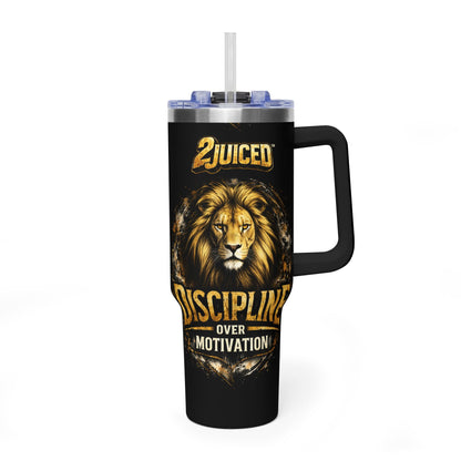 "Discipline Over Motivation" Lion 40oz Tumbler