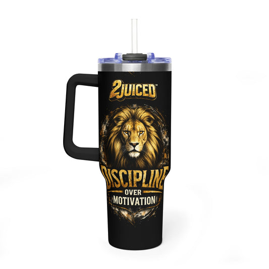"Discipline Over Motivation" Lion 40oz Tumbler
