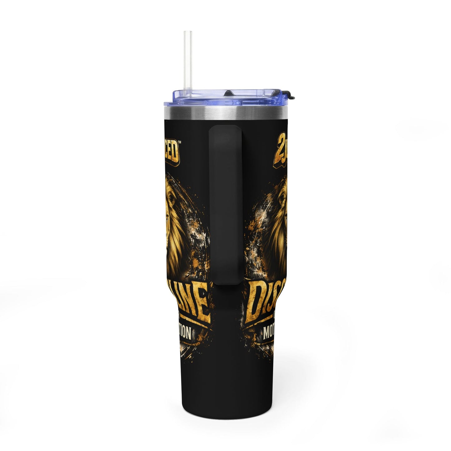 "Discipline Over Motivation" Lion 40oz Tumbler