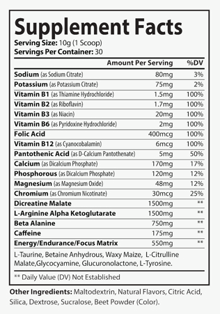 2JUICED™ Pre-Workout Supplement, Watermelon (with Beta Alanine)